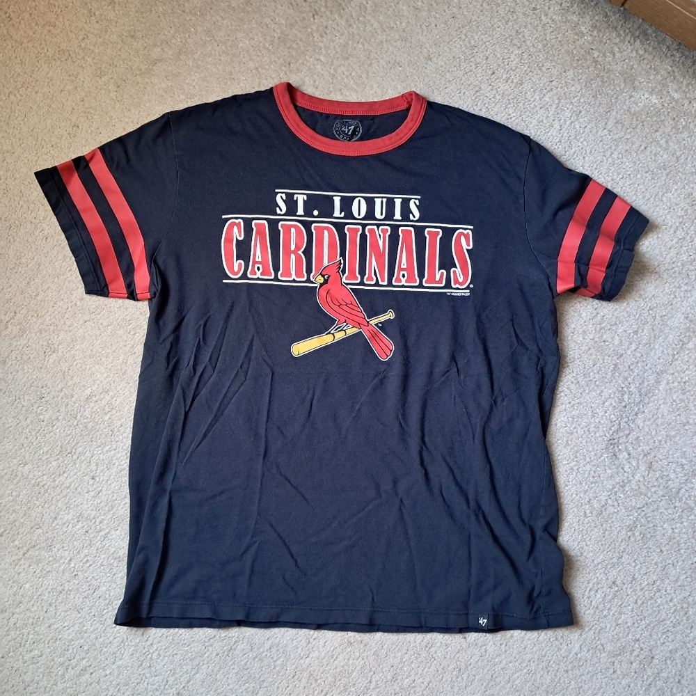 St. Louis Cardinals Ringer Retro T-Shirt - Dark Navy and Red